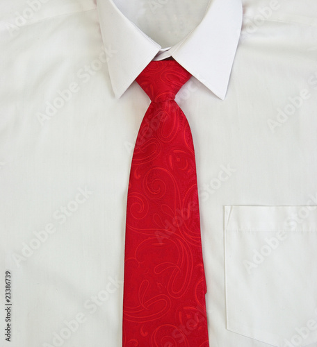 Shirt and red tie