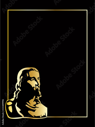 the vector gold jesus on black background