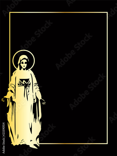 the gold vector Virgin Mary statue