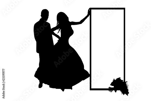 wedding couple silhouette vector