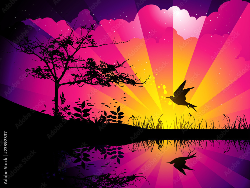 Obraz premium lake lanscape vector