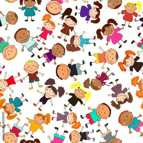 vector seamless background with kids