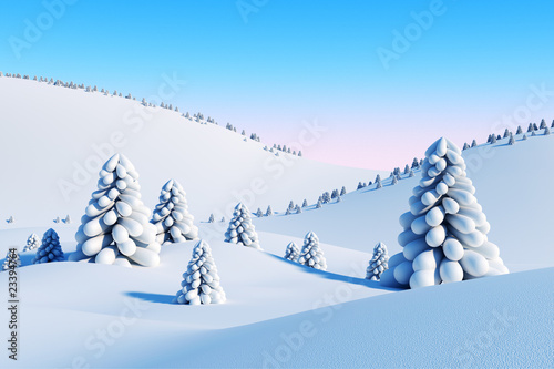 winter landscape with fir trees