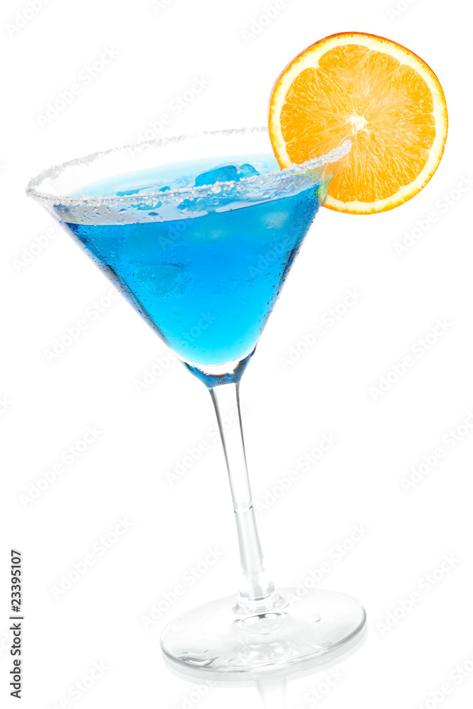 Cocktail collection - Blue martini with orange slice Cocktail collection - Blue martini with orange slice