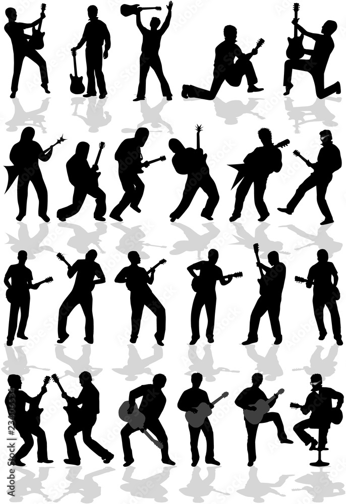 Silhouette guitar-different kinds of music Silhouette guitar-different kinds of music