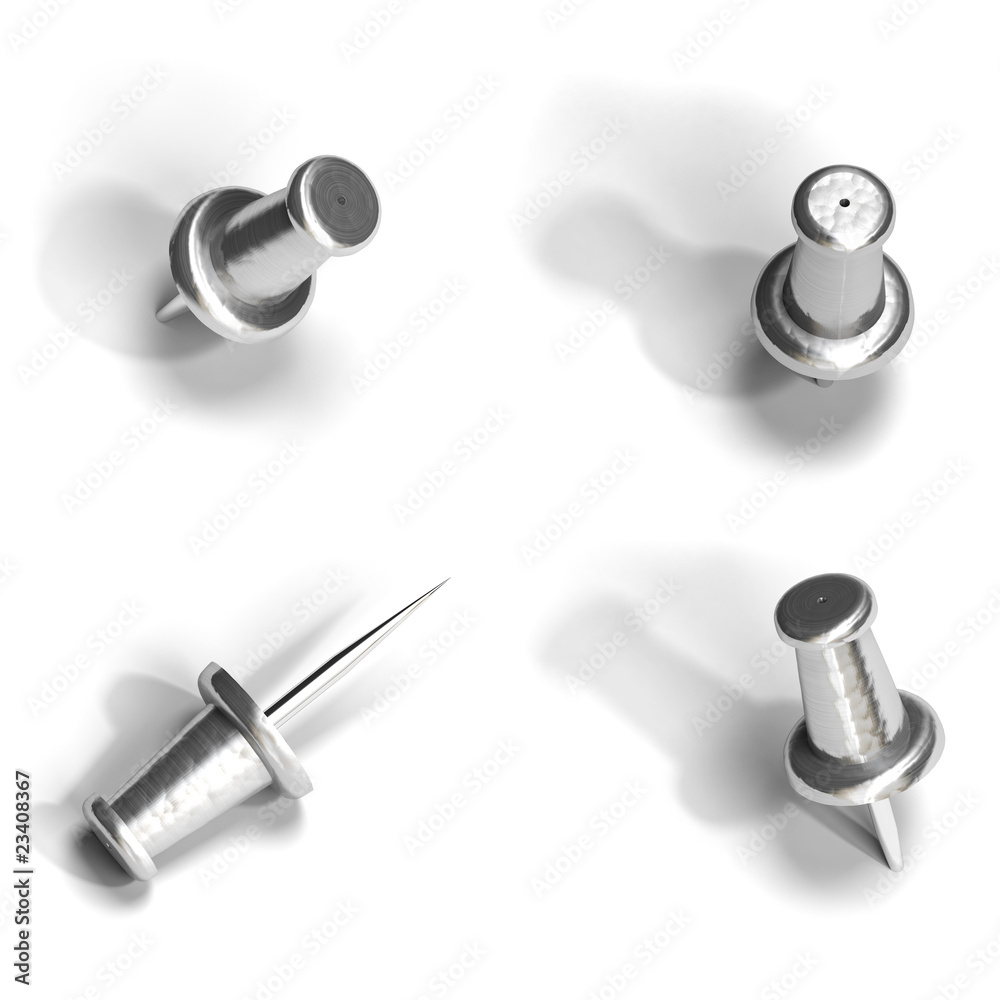 metal pushpin or thumbtack - push pin or thumb tack - obrazy, fototapety, plakaty 