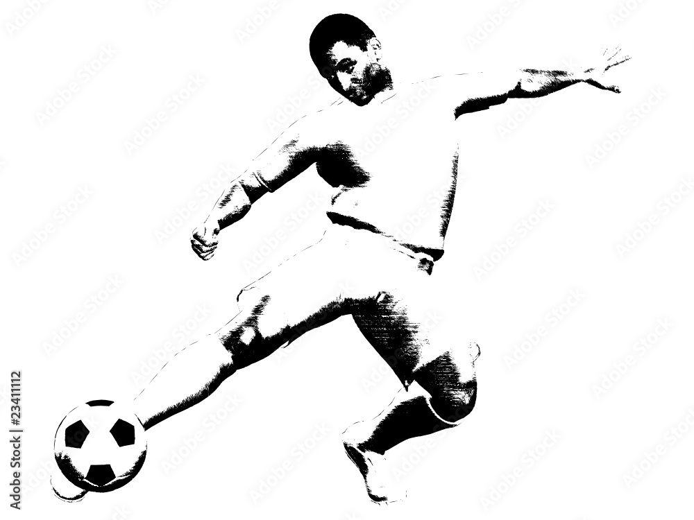 Fußballspieler - Zeichnung - Silhouette Stock-Vektorgrafik | Adobe Stock