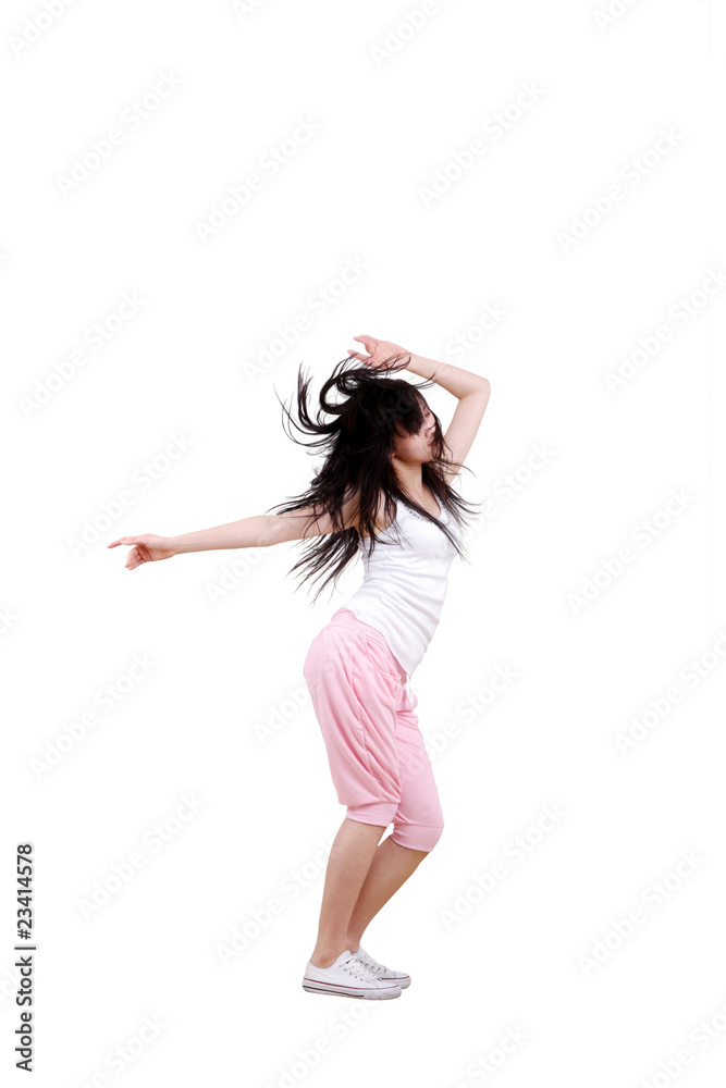 Girl jumping isolated on white background . Girl jumping isolated on white background .