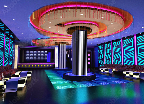 3D club hall, corridor