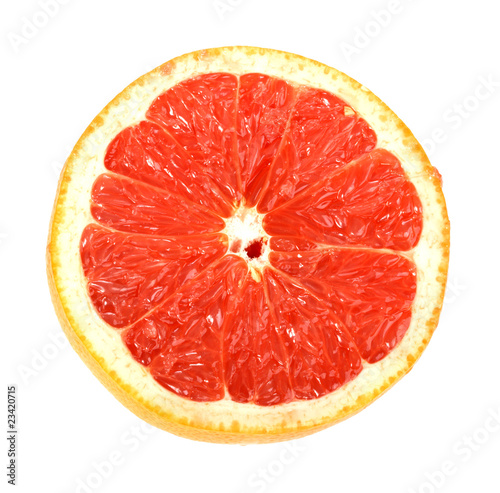 Single cross section of grapefruit