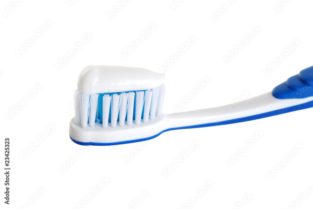 blue toothbrush with paste blue toothbrush with paste