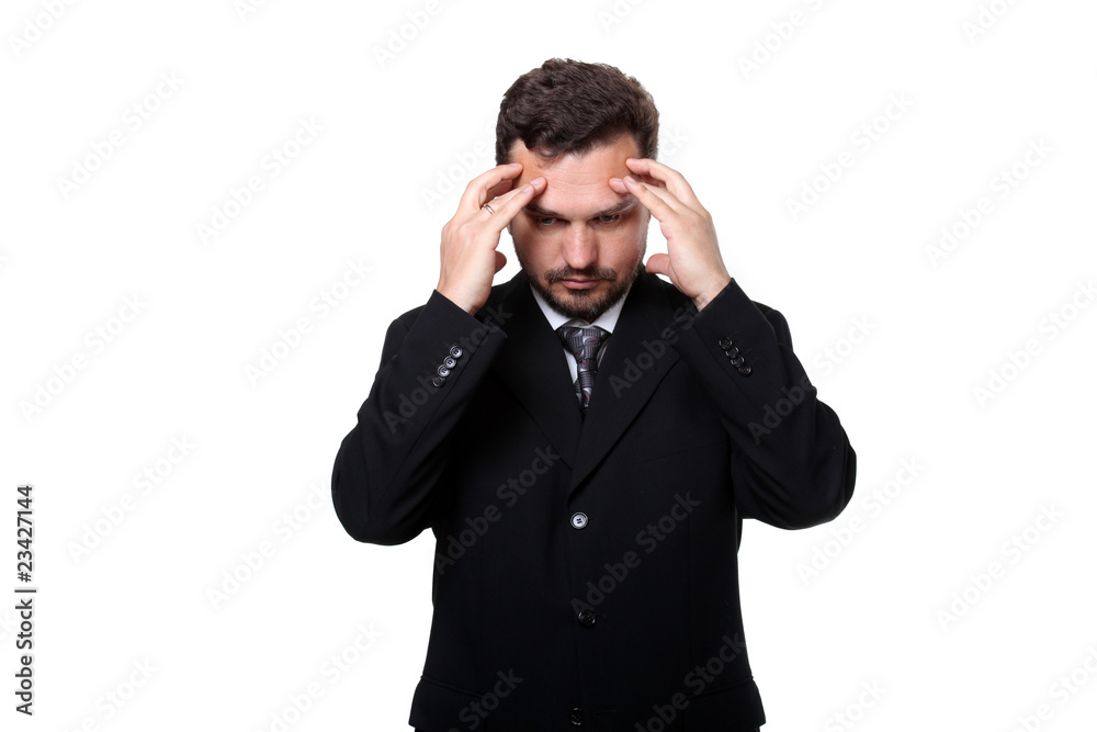 thoughtful businessman on isolated background thoughtful businessman on isolated background