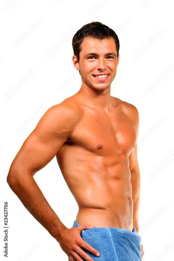 Handsome muscular man with the towel. Handsome muscular man with the towel.