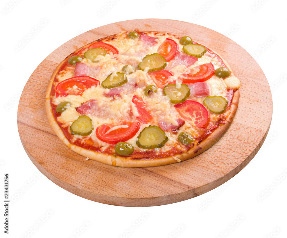 pizza ham and vegetable