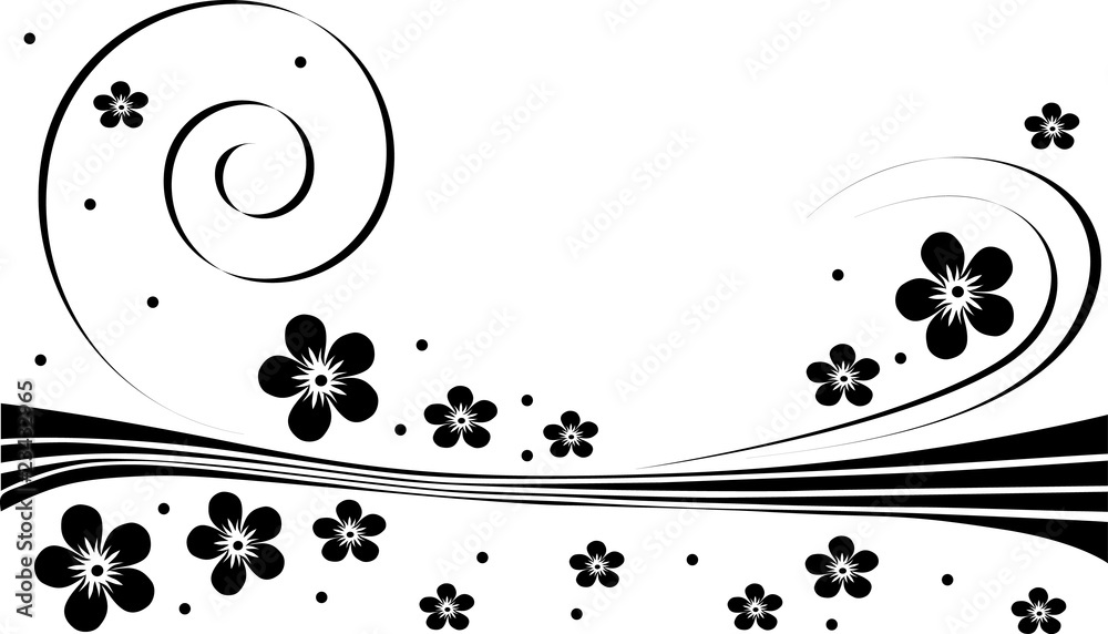 horizontal pattern with flowers and lines