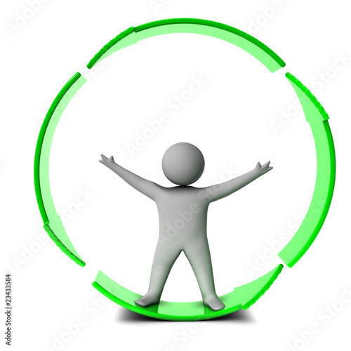 3d man on arrow circle