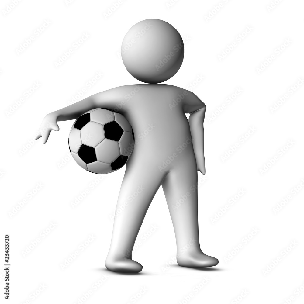 3d man with a football isolated over a white background 3d man with a football isolated over a white background