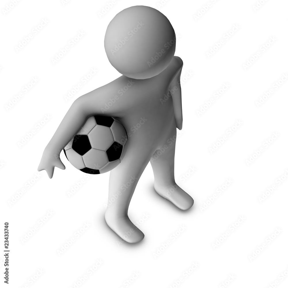 3d man with a football isolated over a white background 3d man with a football isolated over a white background
