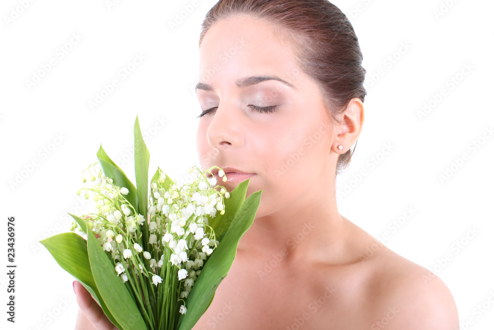 Young beautiful healthy woman with flowers Young beautiful healthy woman with flowers