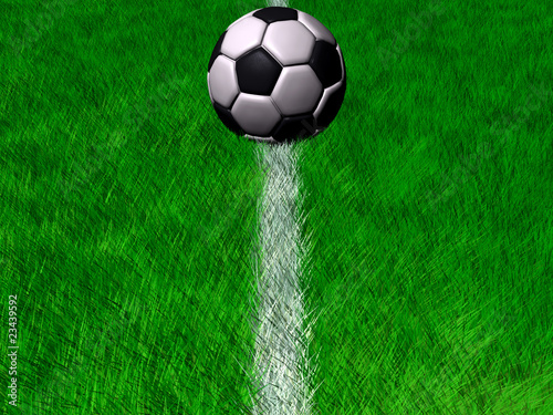 CGI Soccer Ball on a white line