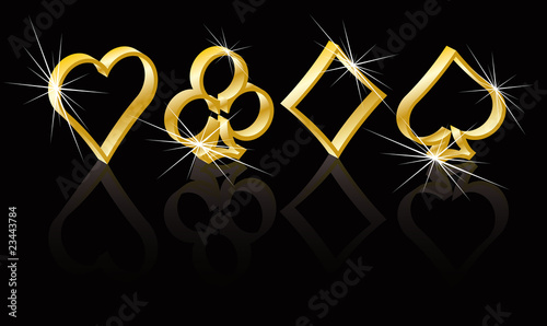 Golden poker elements 3d. vector