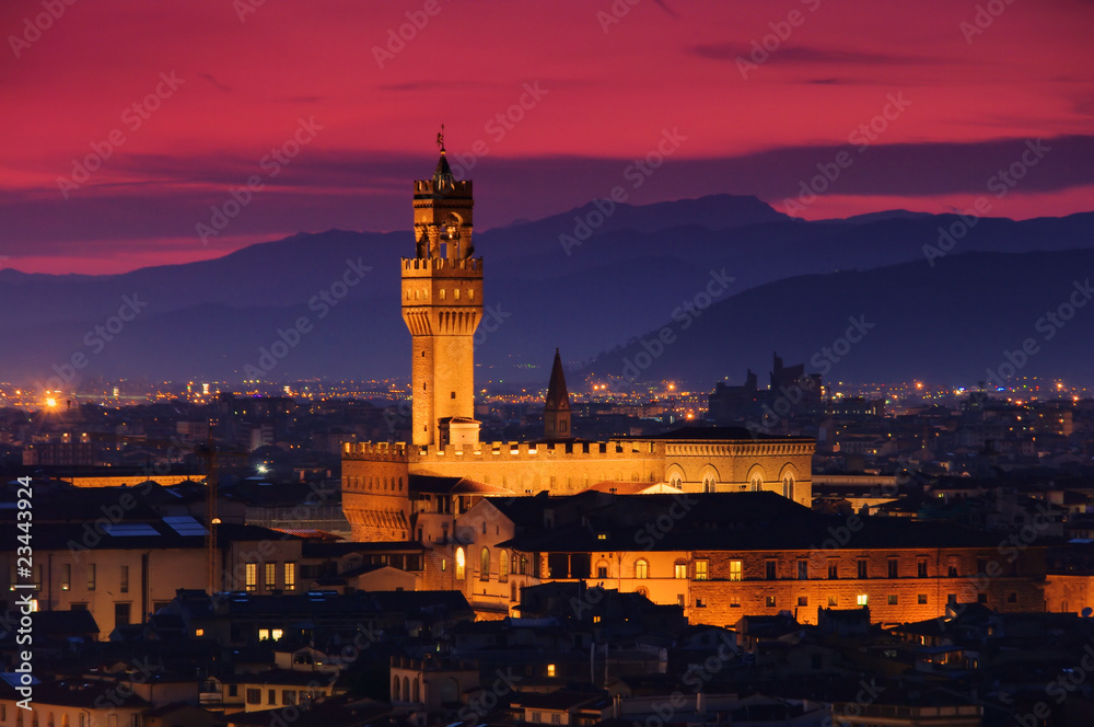 Obraz premium Florenz Palazzo Vecchio Abend 02