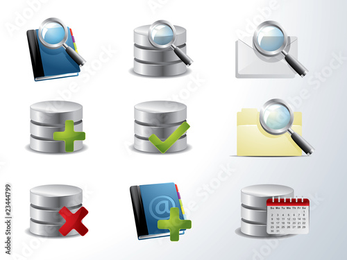 Vector database and catalog icon set