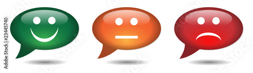 TRAFFIC LIGHT speech bubbles (buttons smileys survey opinion)