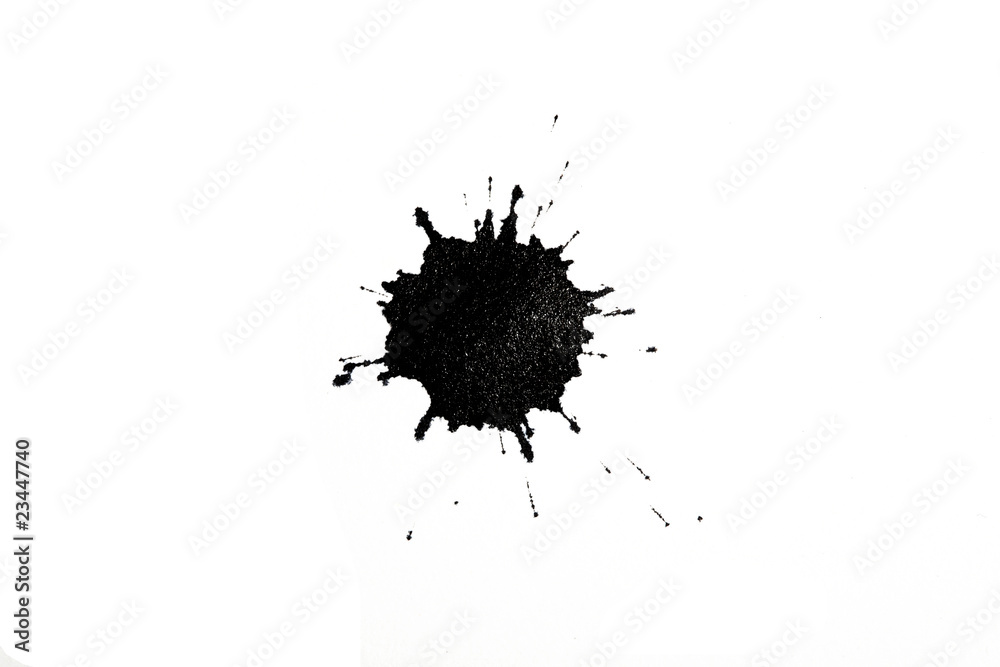 black ink blot on white background - obrazy, fototapety, plakaty 
