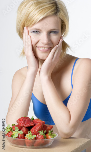 woman with strawberries