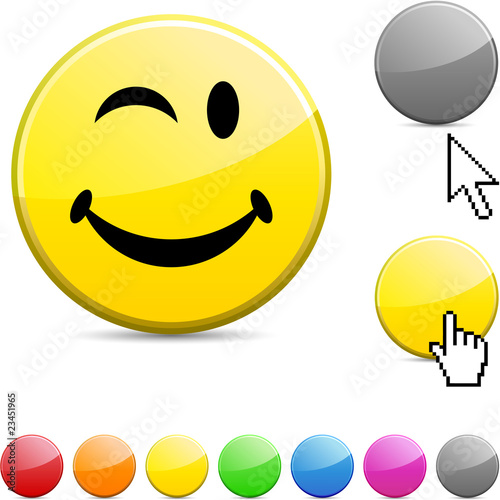 Smiley glossy button.