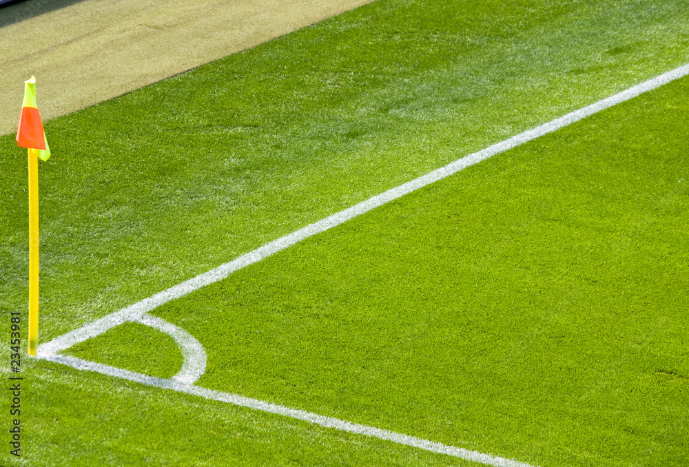 Fototapeta premium Eckmarkierung, Fußballplatz, Spielfeld