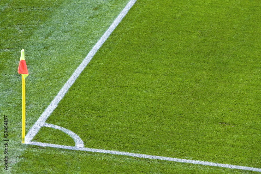 Fototapeta premium Eckmarkierung, Fußballplatz, Spielfeld