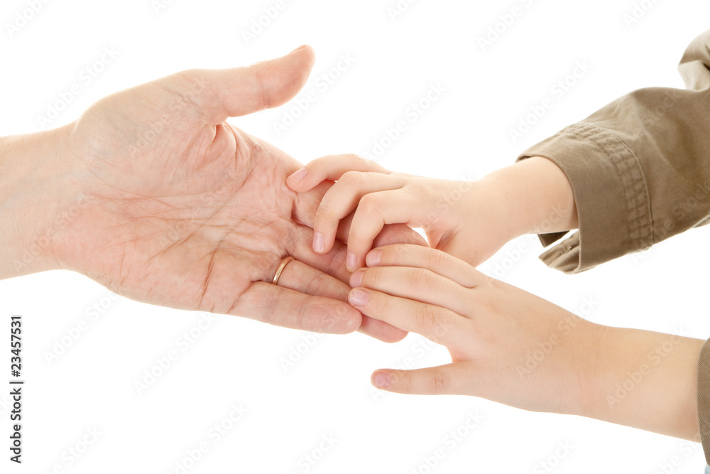 Adults and children's hands