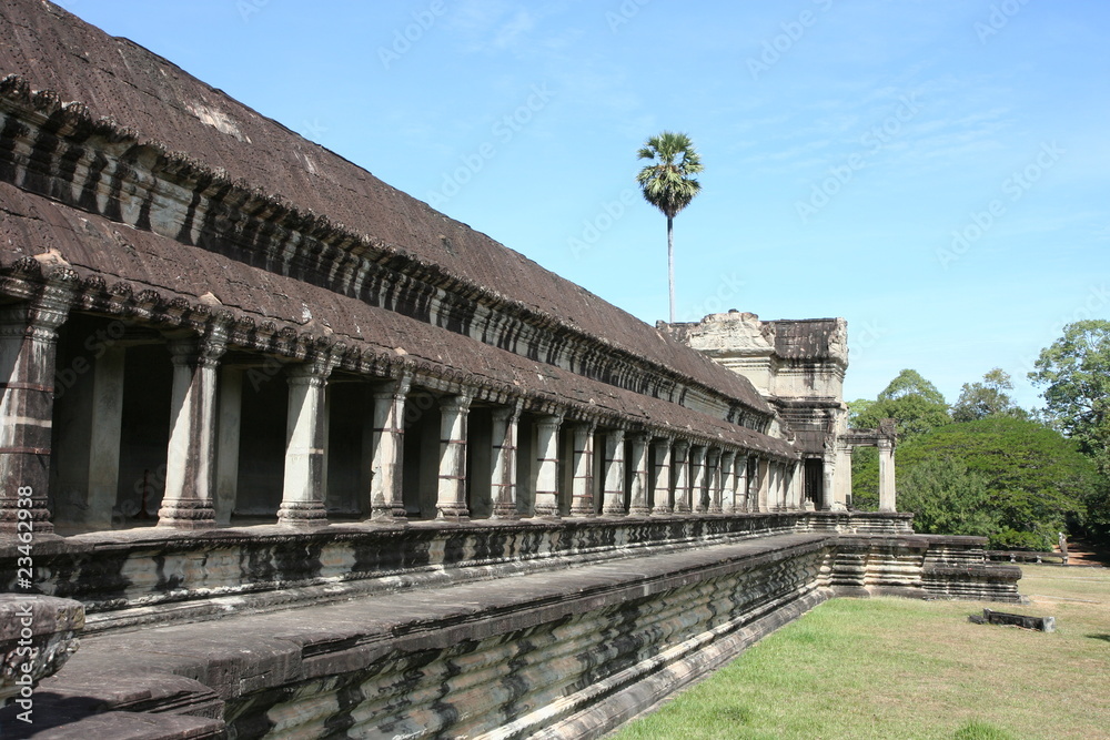 Wall around Angkor Wat in Cambodia