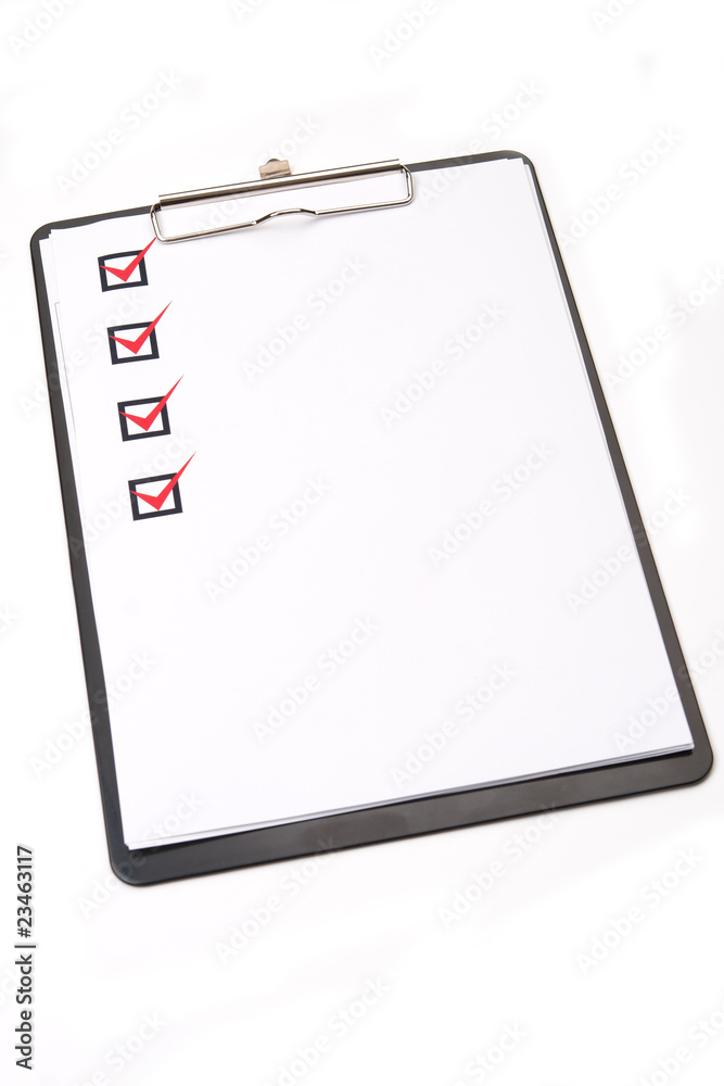 Checklist on clipboard Checklist on clipboard
