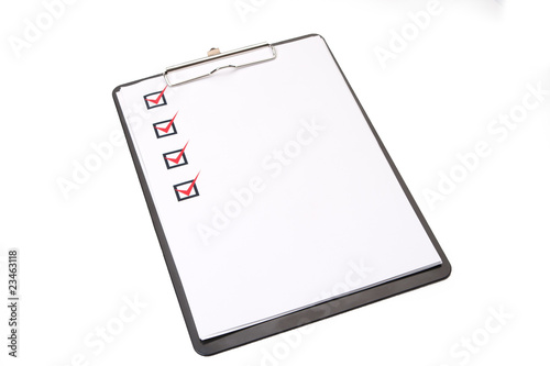 Checklist on clipboard