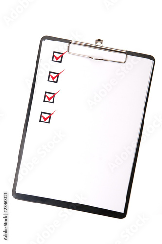 Checklist on clipboard