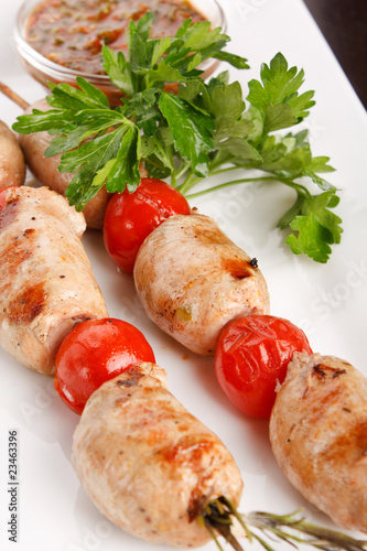 Roasted kebab with vegetables