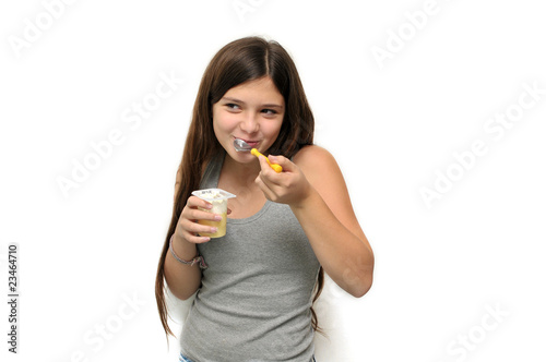 Girl with yogurt