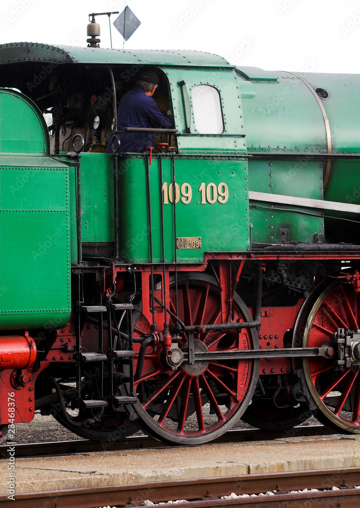 Naklejka premium steam engine driver