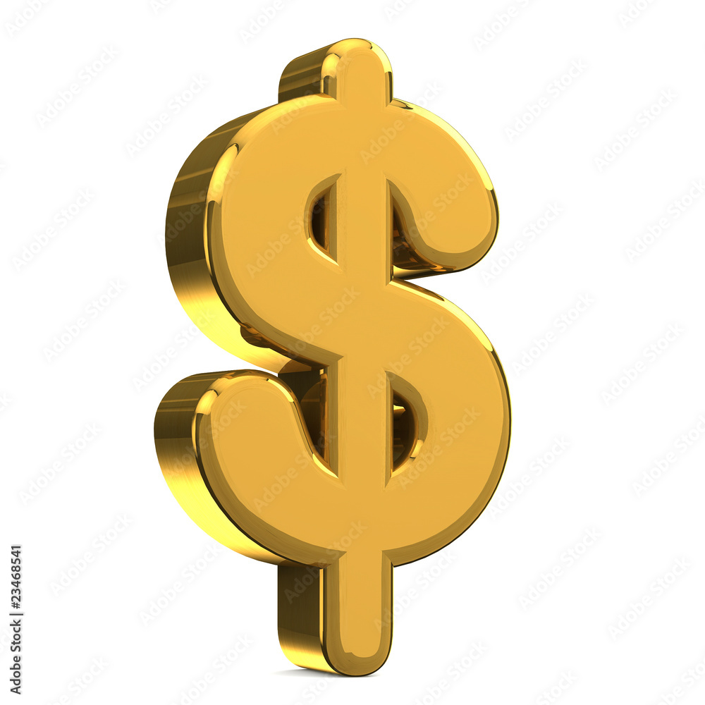 symbol dollar, in gold metal on a wight isolated background. symbol dollar, in gold metal on a wight isolated background.