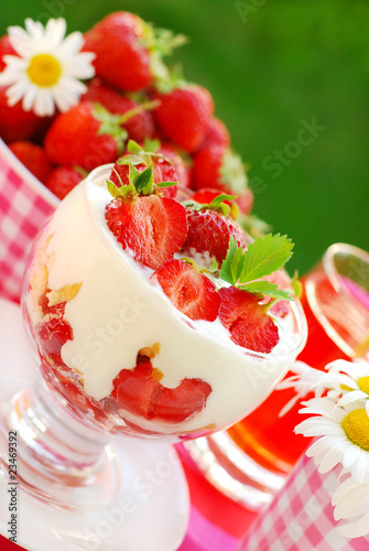 strawberry dessert with cream