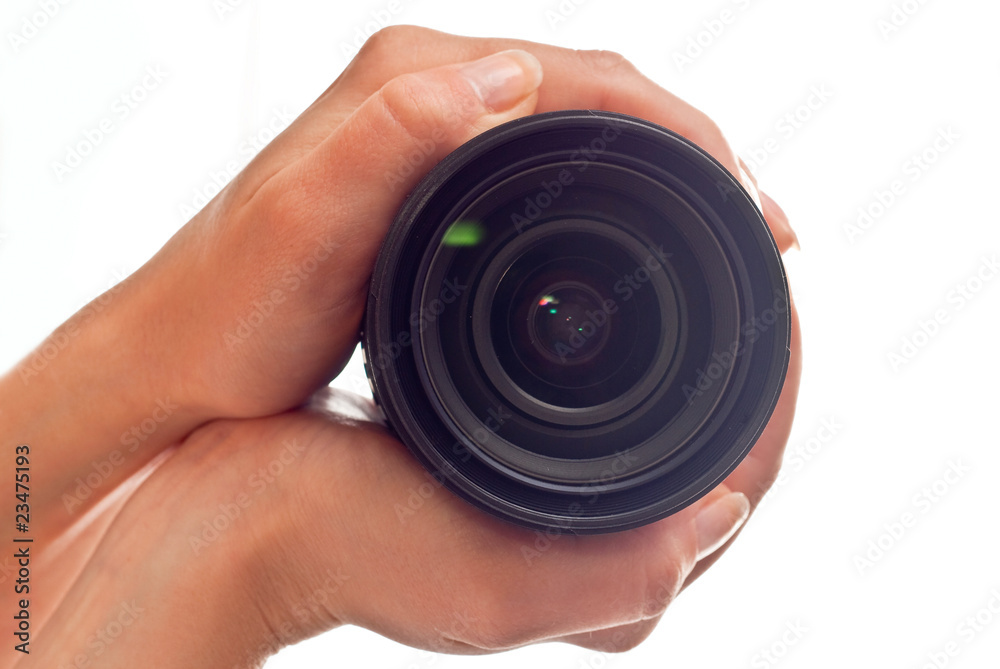 Lens in hands Lens in hands