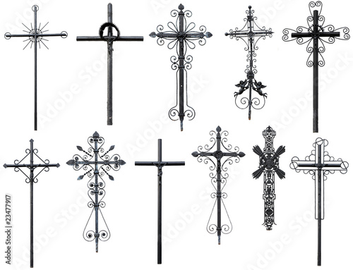 Stylized christian cross isolated on white photo