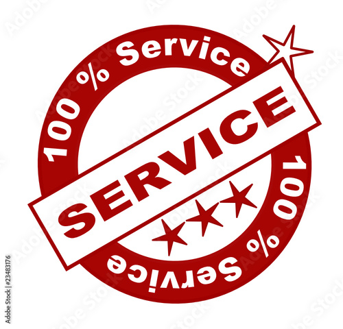 bouton rond 100 % service une couleur rouge
