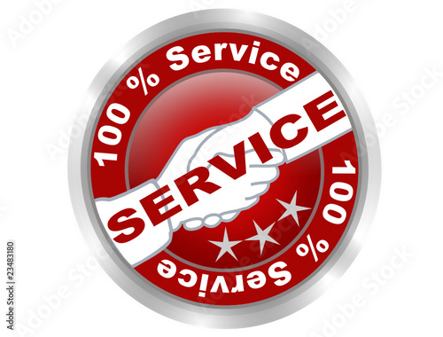 bouton rond 100 % service  effet gel rouge