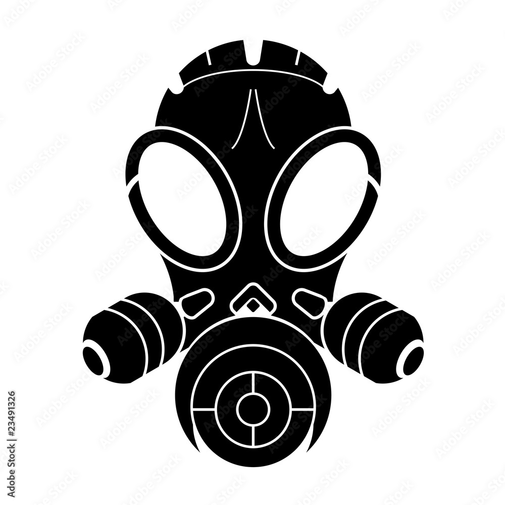 Gas mask stencil isolated over white background Gas mask stencil isolated over white background
