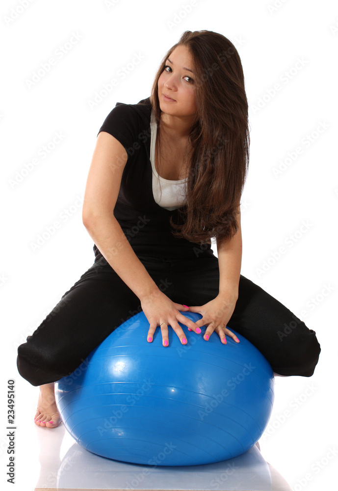 girl-teenager about a gymnastic ball,isolated. girl-teenager about a gymnastic ball,isolated.