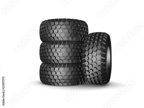 New tyres for truck with shadow isolated on white © PhotoStocker